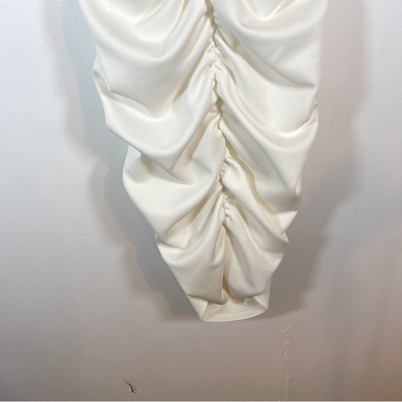 ASOS DESIGN white bodycon ruched mini dress spaghetti straps size 12 - Picture 9 of 10